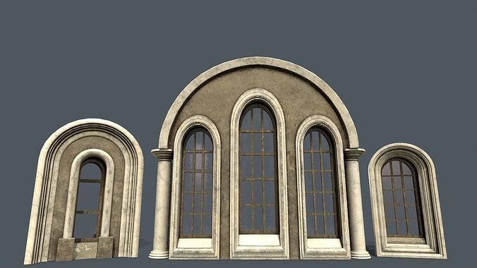 Medieval Window Set  Low-poly 3D model