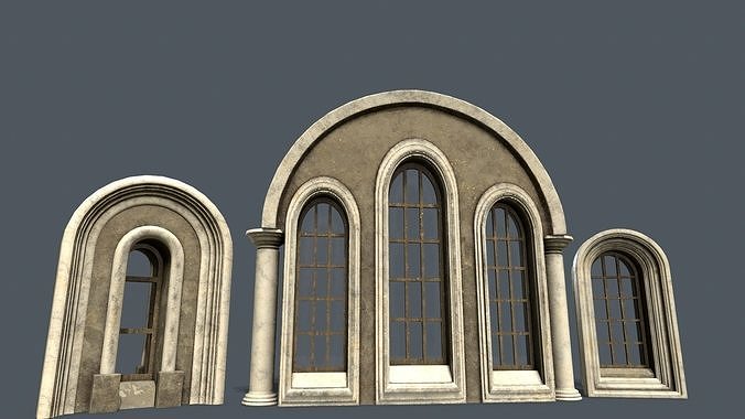 Medieval Window Set  Low-poly 3D model 2