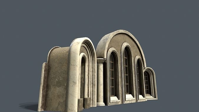 Medieval Window Set  Low-poly 3D model 5