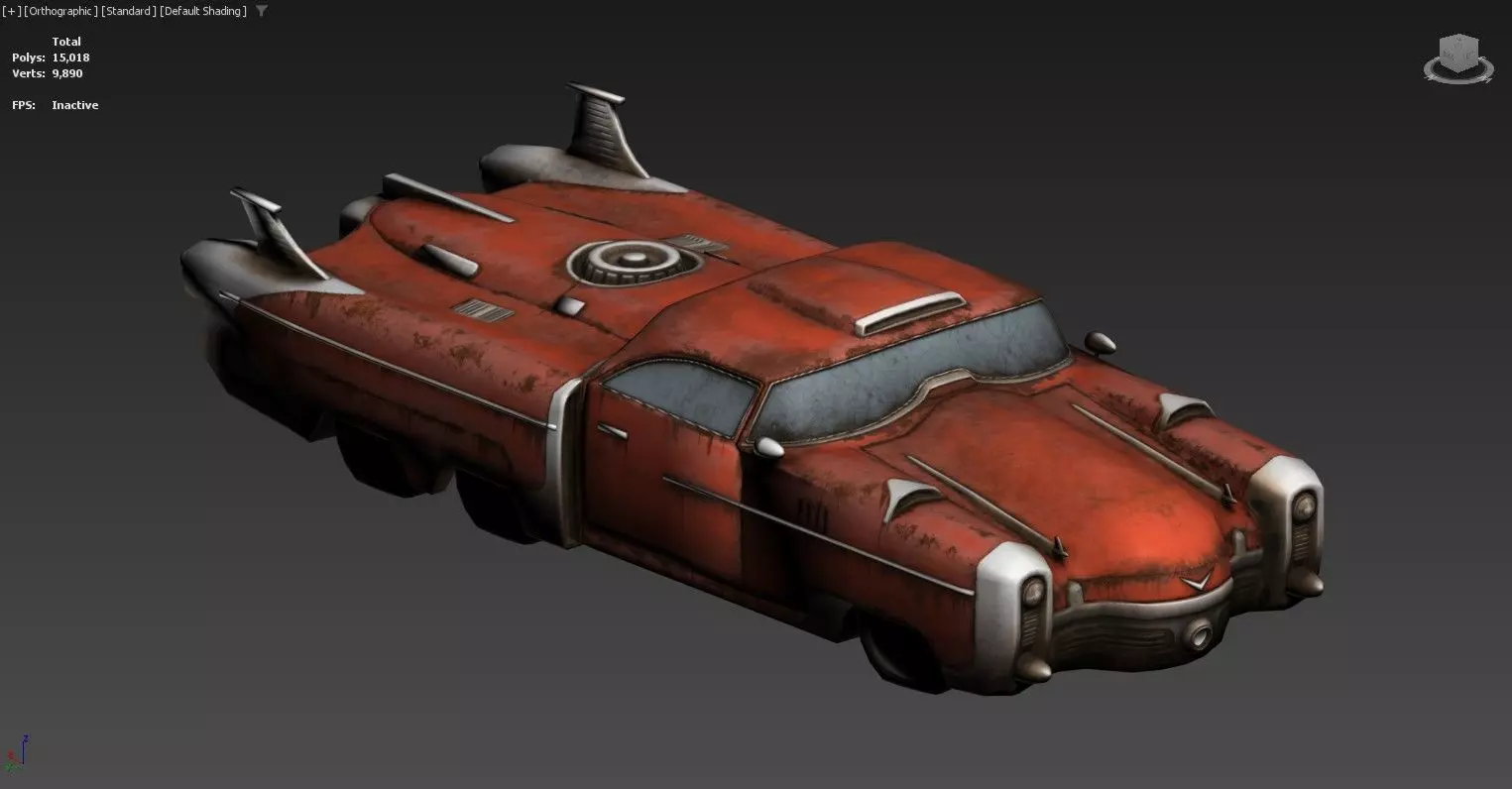 3D model of a futuristic retro-styled car Low-poly 3D model_0