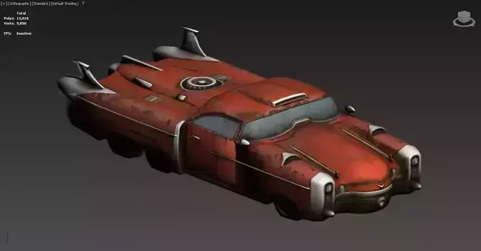 3D model of a futuristic retro-styled car