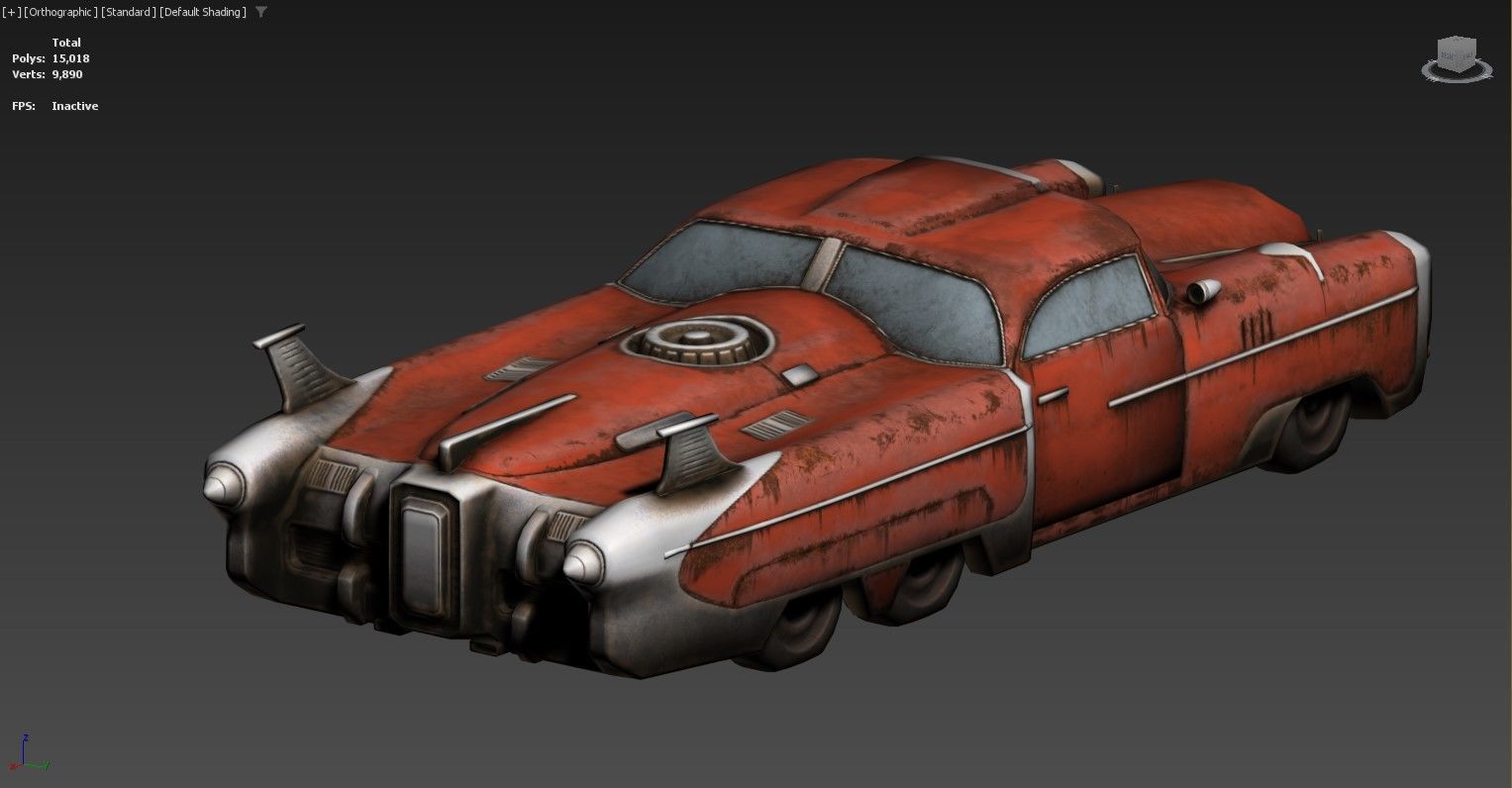 3D model of a futuristic retro-styled car Low-poly 3D model_4