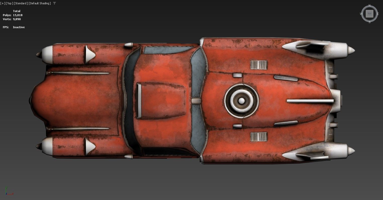 3D model of a futuristic retro-styled car Low-poly 3D model_1