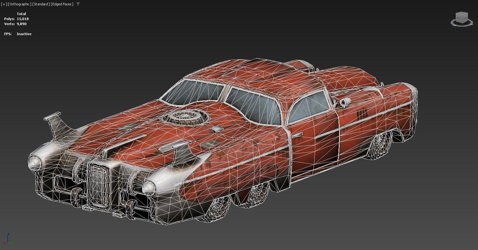 3D model of a futuristic retro-styled car Low-poly 3D model_5