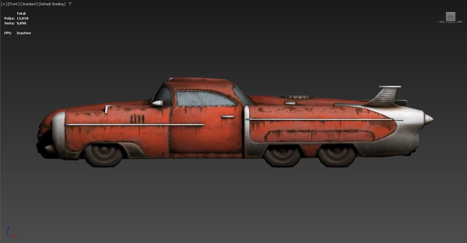 3D model of a futuristic retro-styled car Low-poly 3D model_2