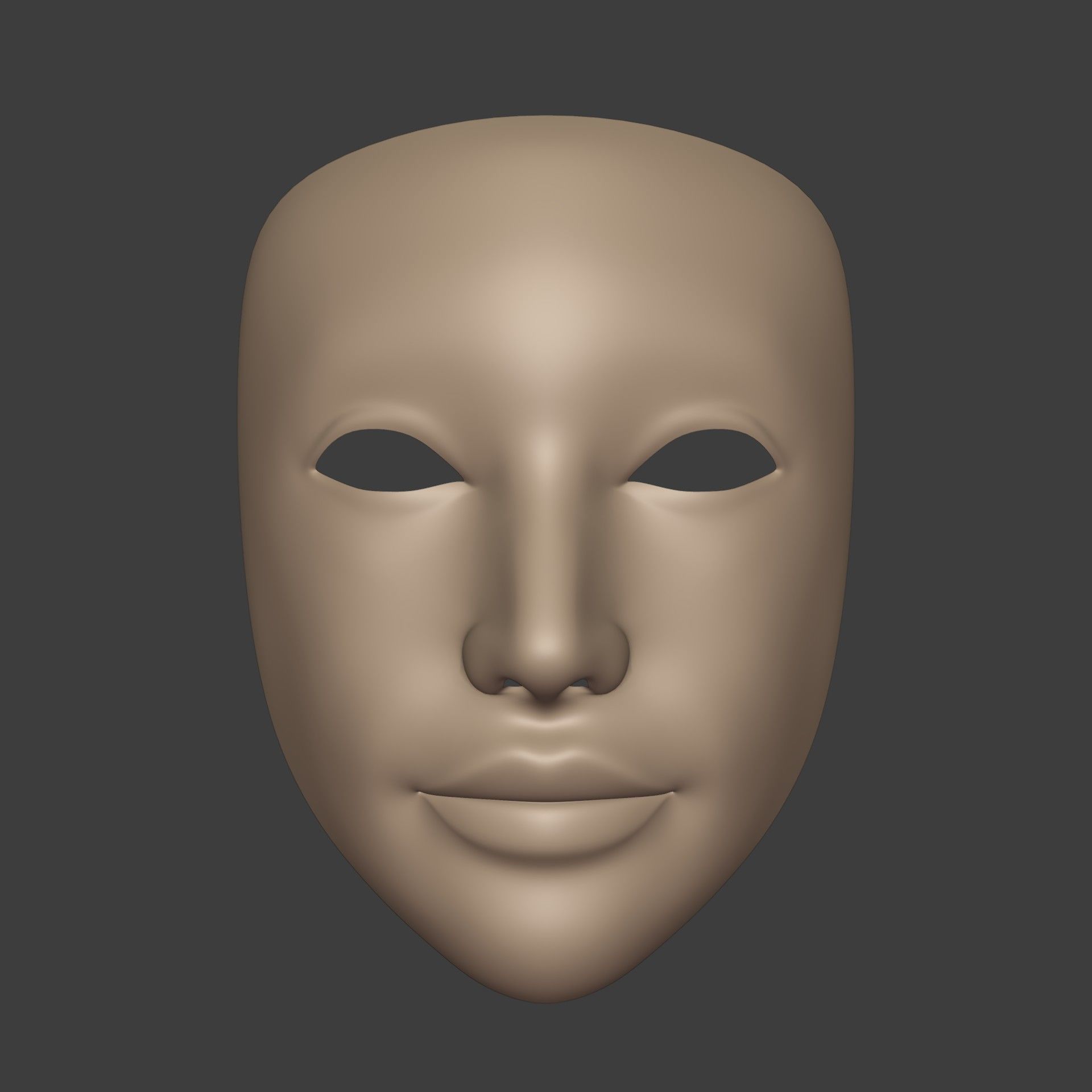 Theater Woman Mask with Neutral Expressions V3 Low-poly 3D model_1