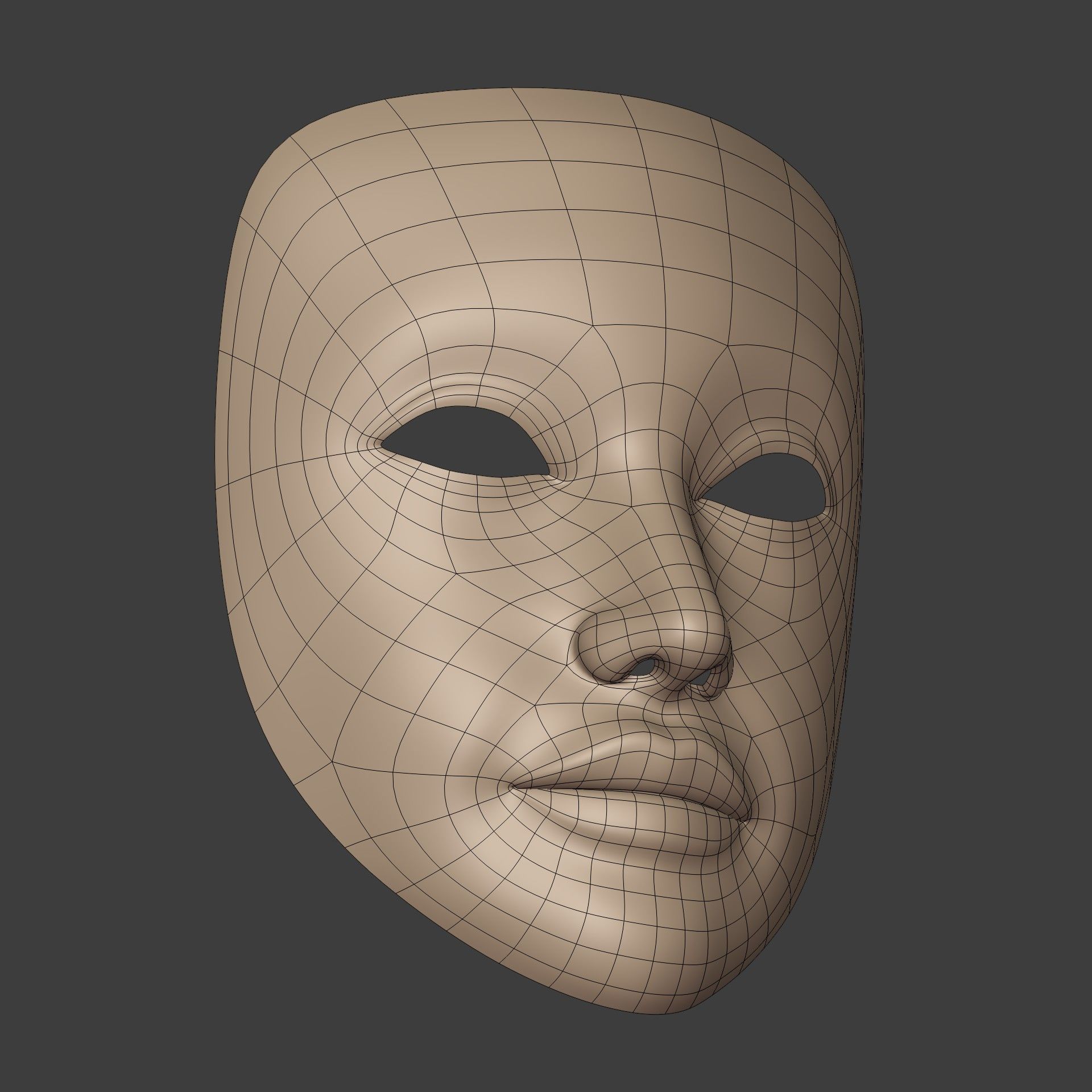 Theater Woman Mask with Neutral Expressions V3 Low-poly 3D model_11