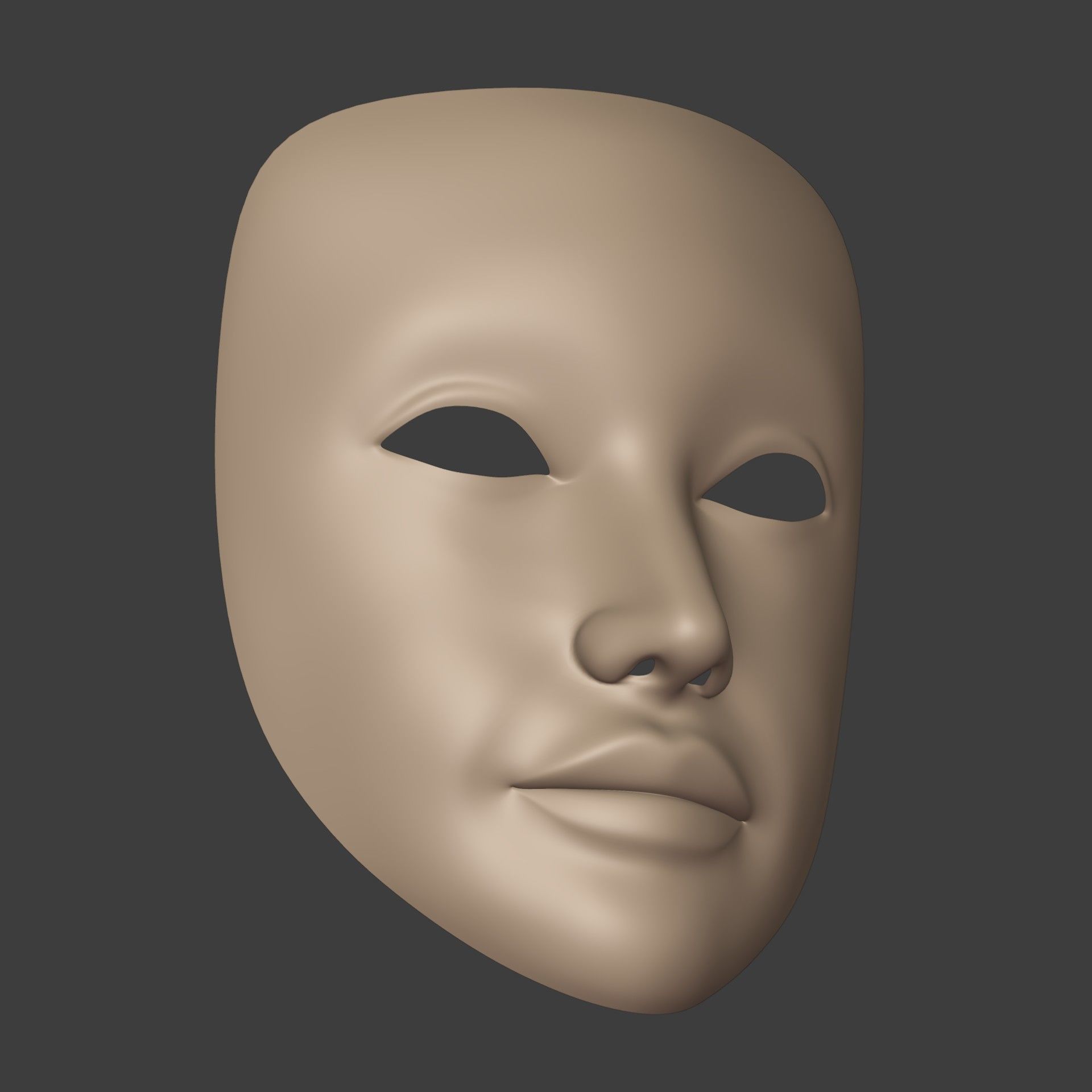 Theater Woman Mask with Neutral Expressions V3 Low-poly 3D model_10