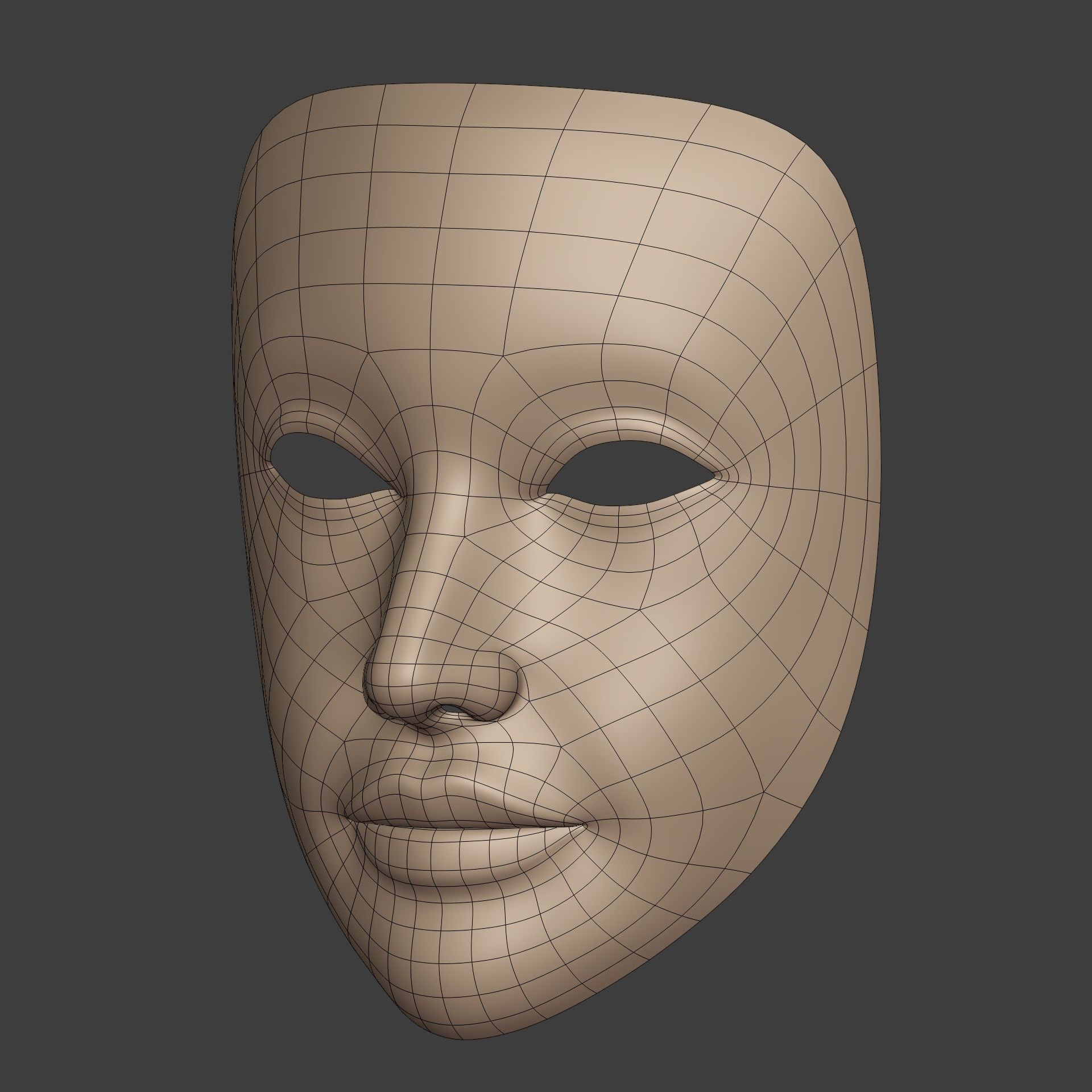 Theater Woman Mask with Neutral Expressions V3 Low-poly 3D model_5