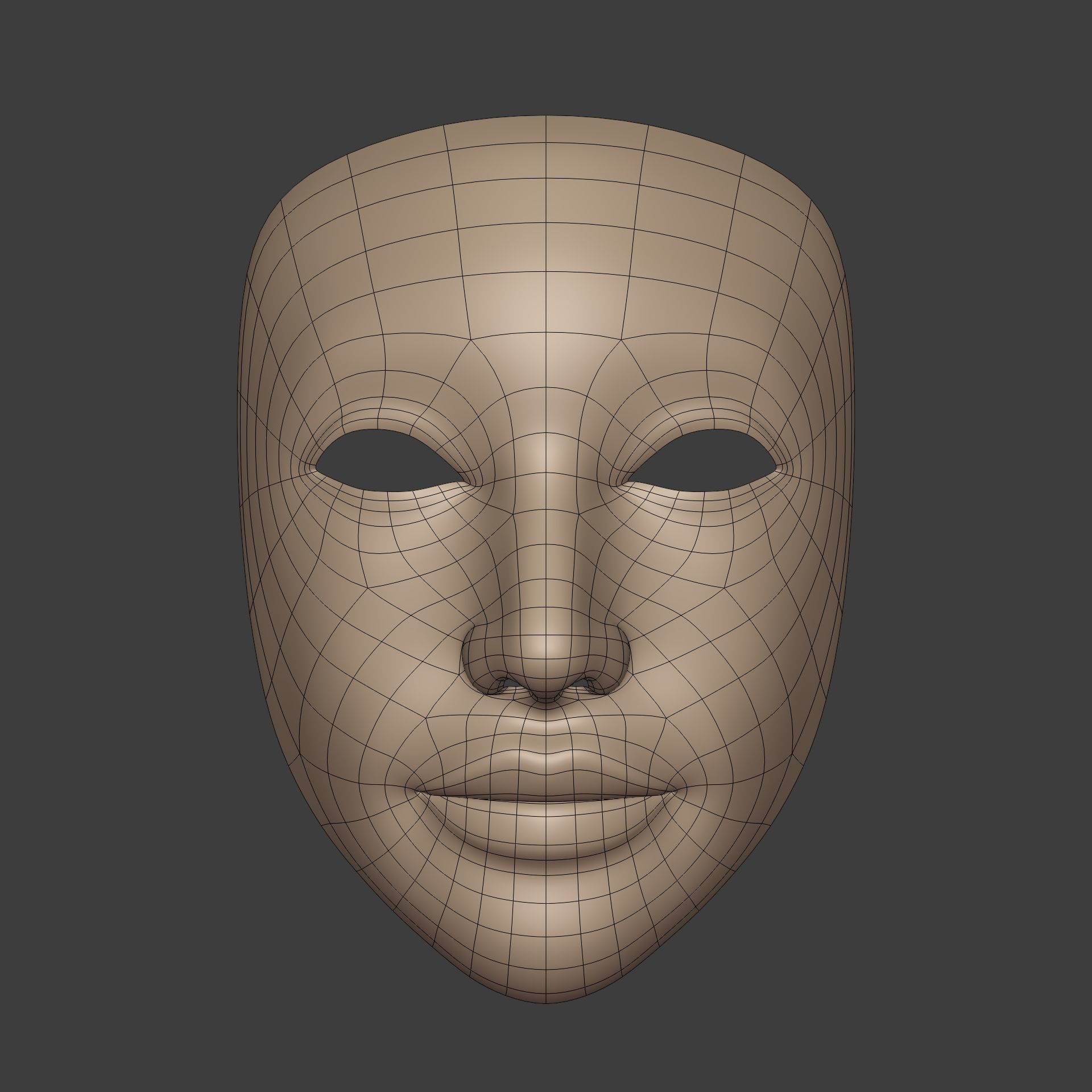 Theater Woman Mask with Neutral Expressions V3 Low-poly 3D model_2