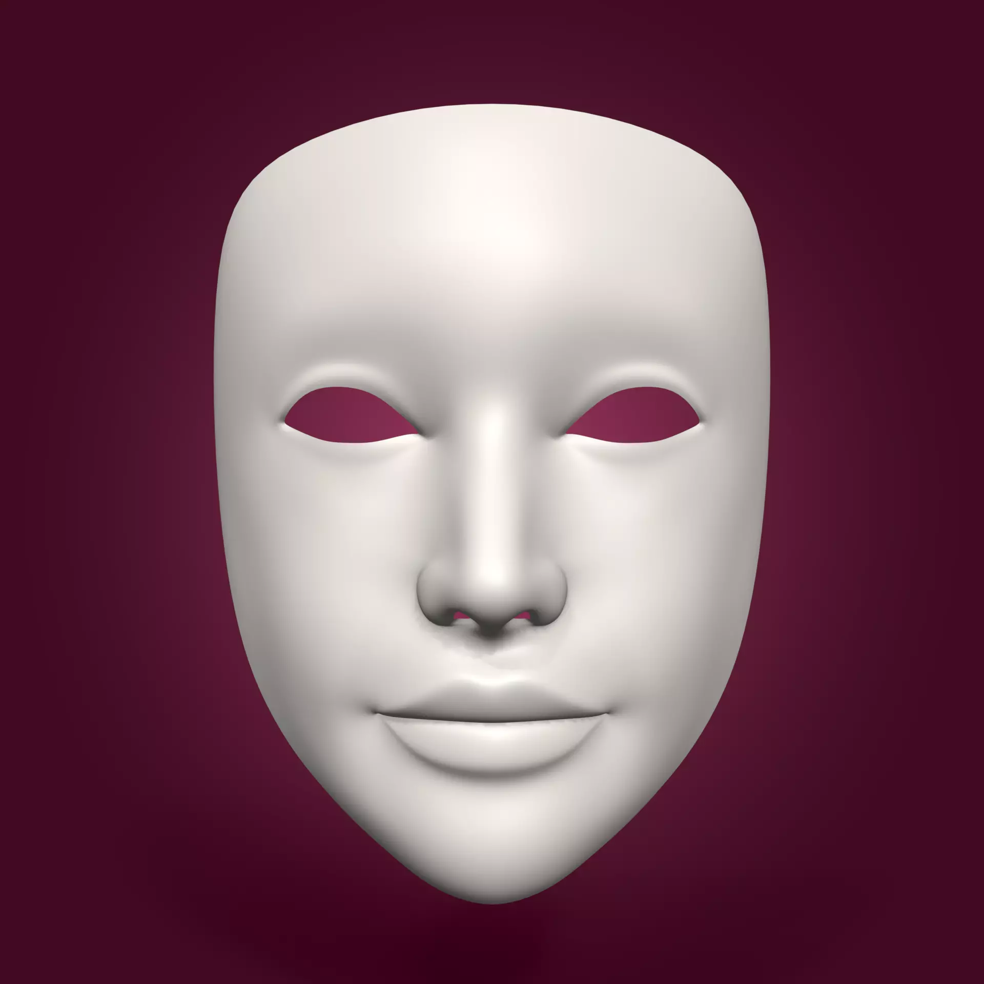 Theater Woman Mask with Neutral Expressions V3 Low-poly 3D model_0