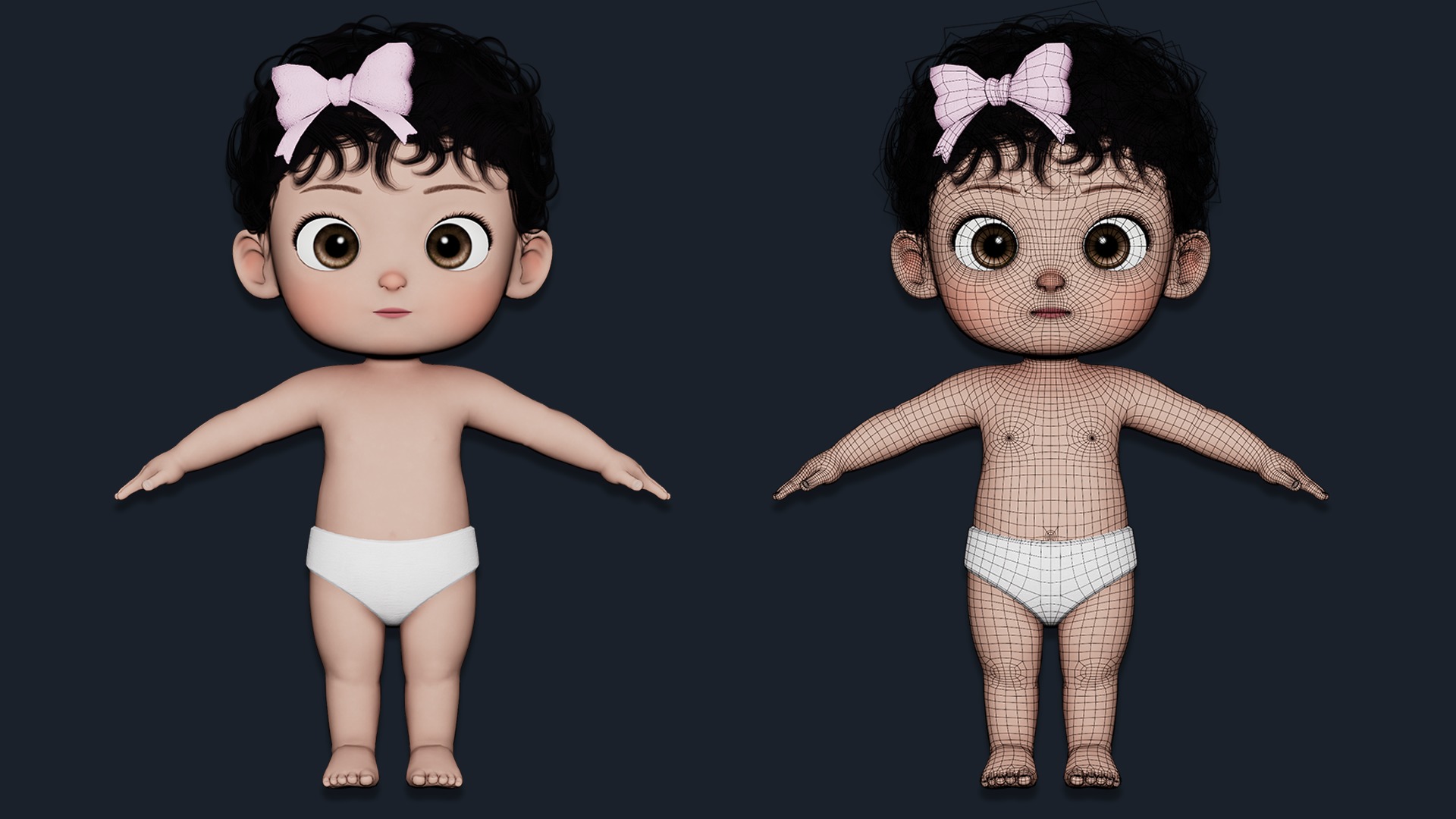 Cartoon Baby Twin Rigged  3D Model Collection_13