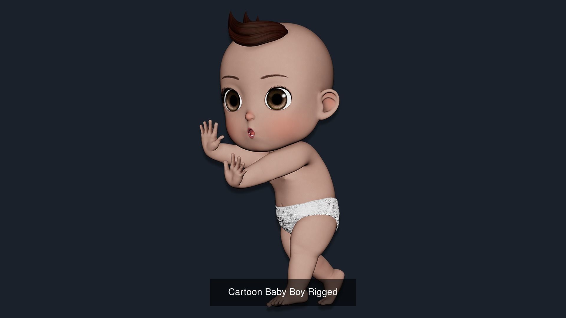 Cartoon Baby Twin Rigged  3D Model Collection_5