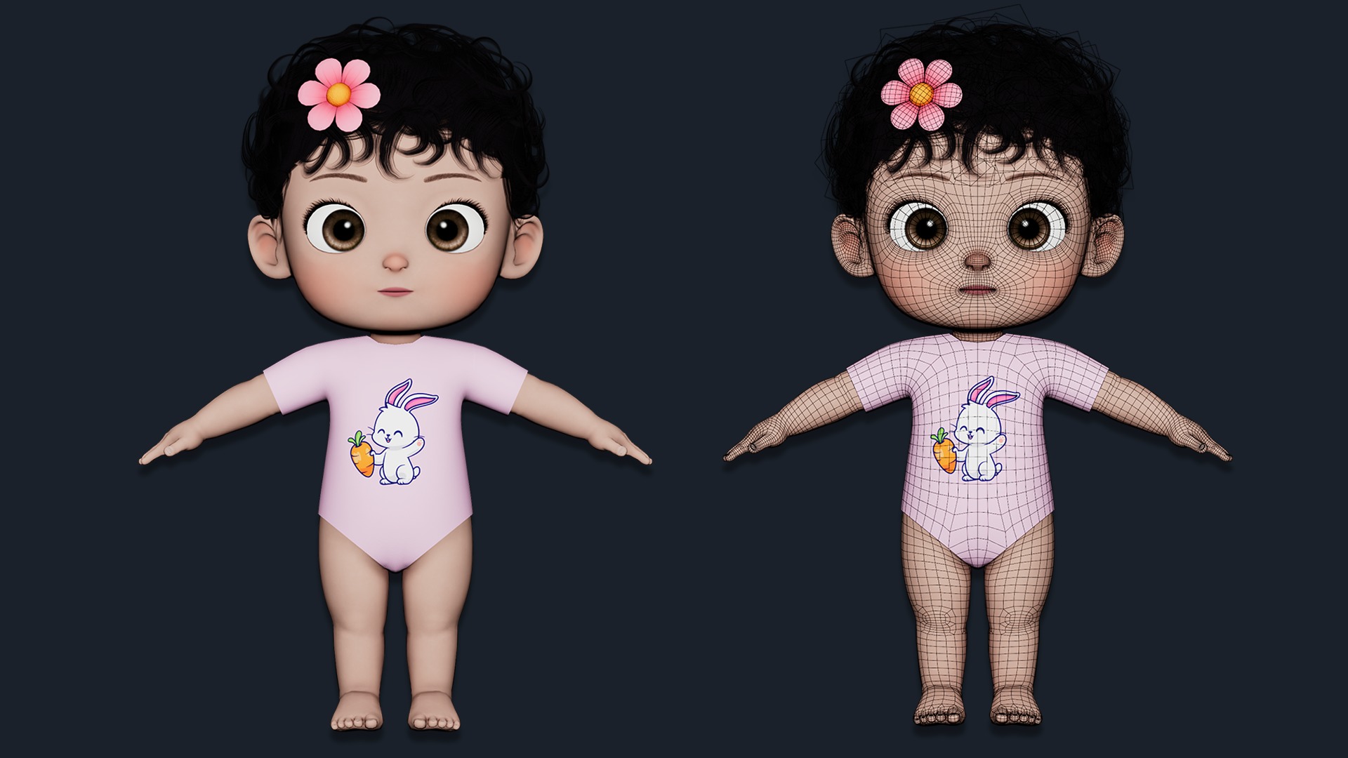 Cartoon Baby Twin Rigged  3D Model Collection_11