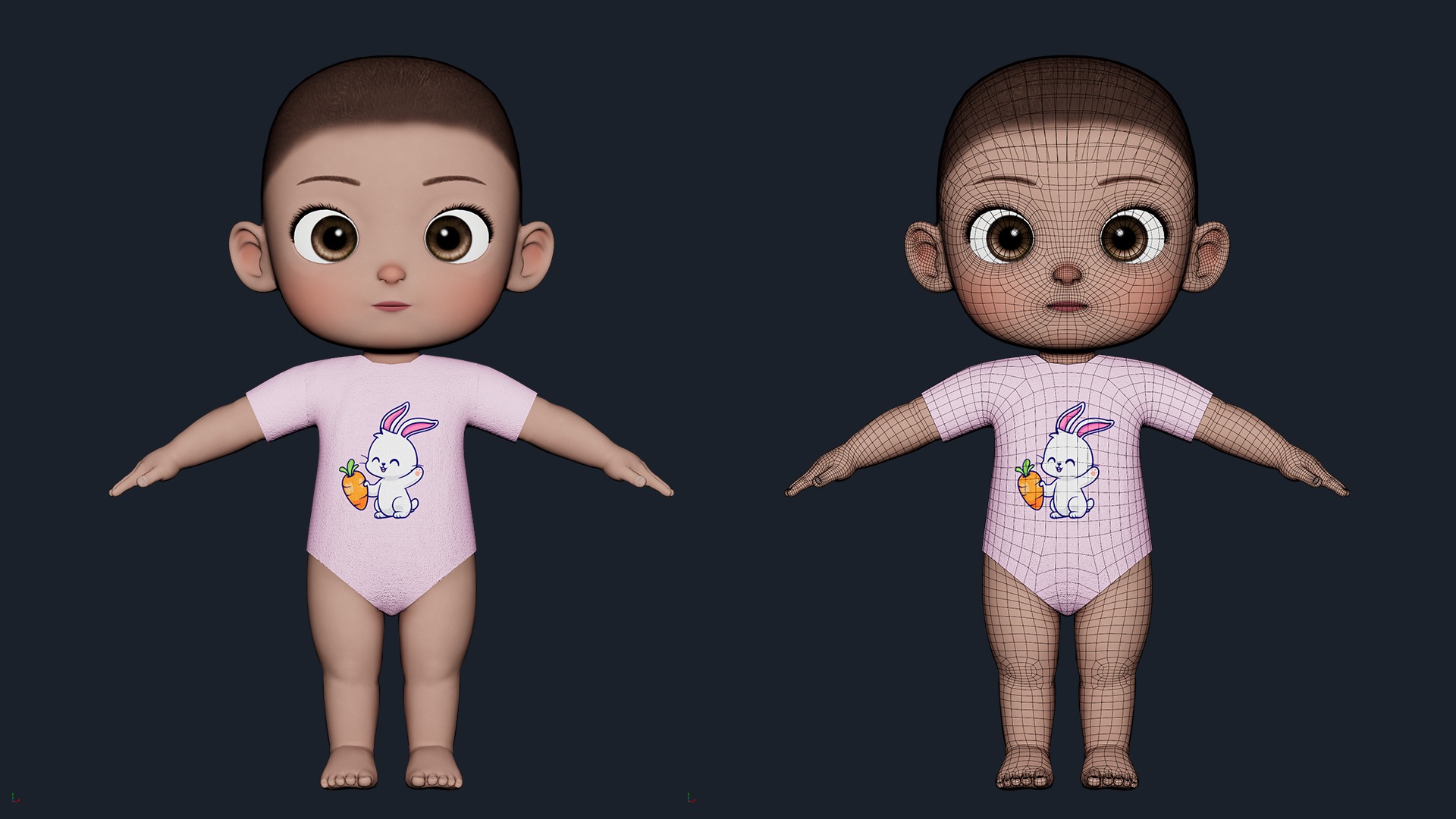 Cartoon Baby Twin Rigged  3D Model Collection_10