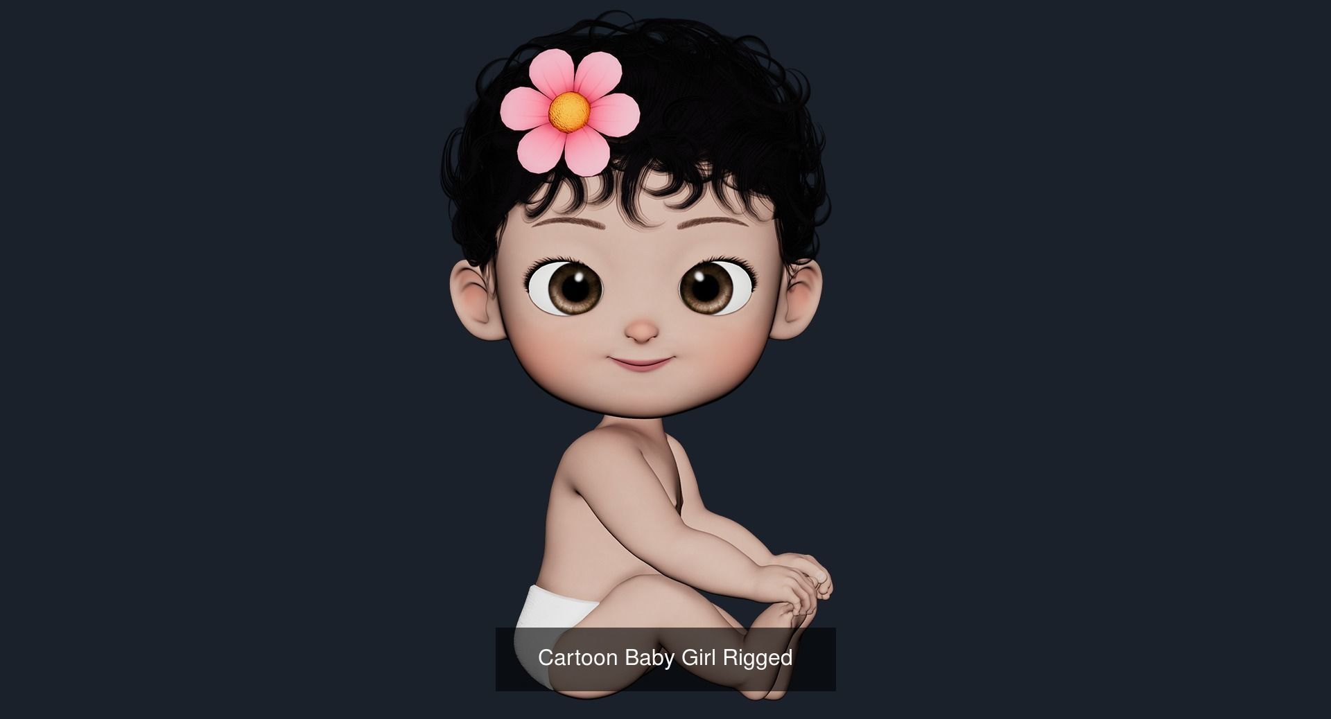 Cartoon Baby Twin Rigged  3D Model Collection_4