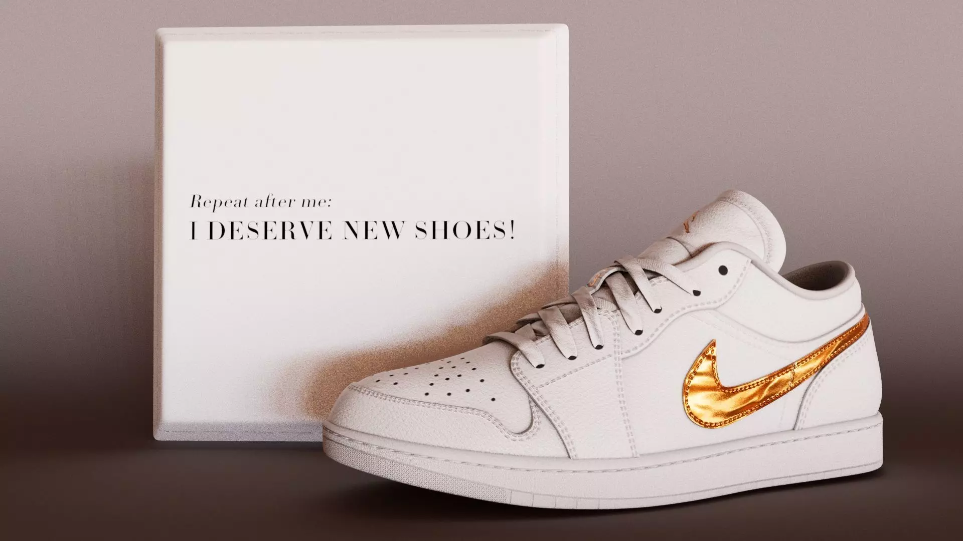 Shoes Model 3D White Metalic Gold Low-poly 3D model