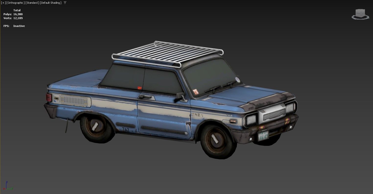 3D model of a car with a roof rack Low-poly 3D model_4