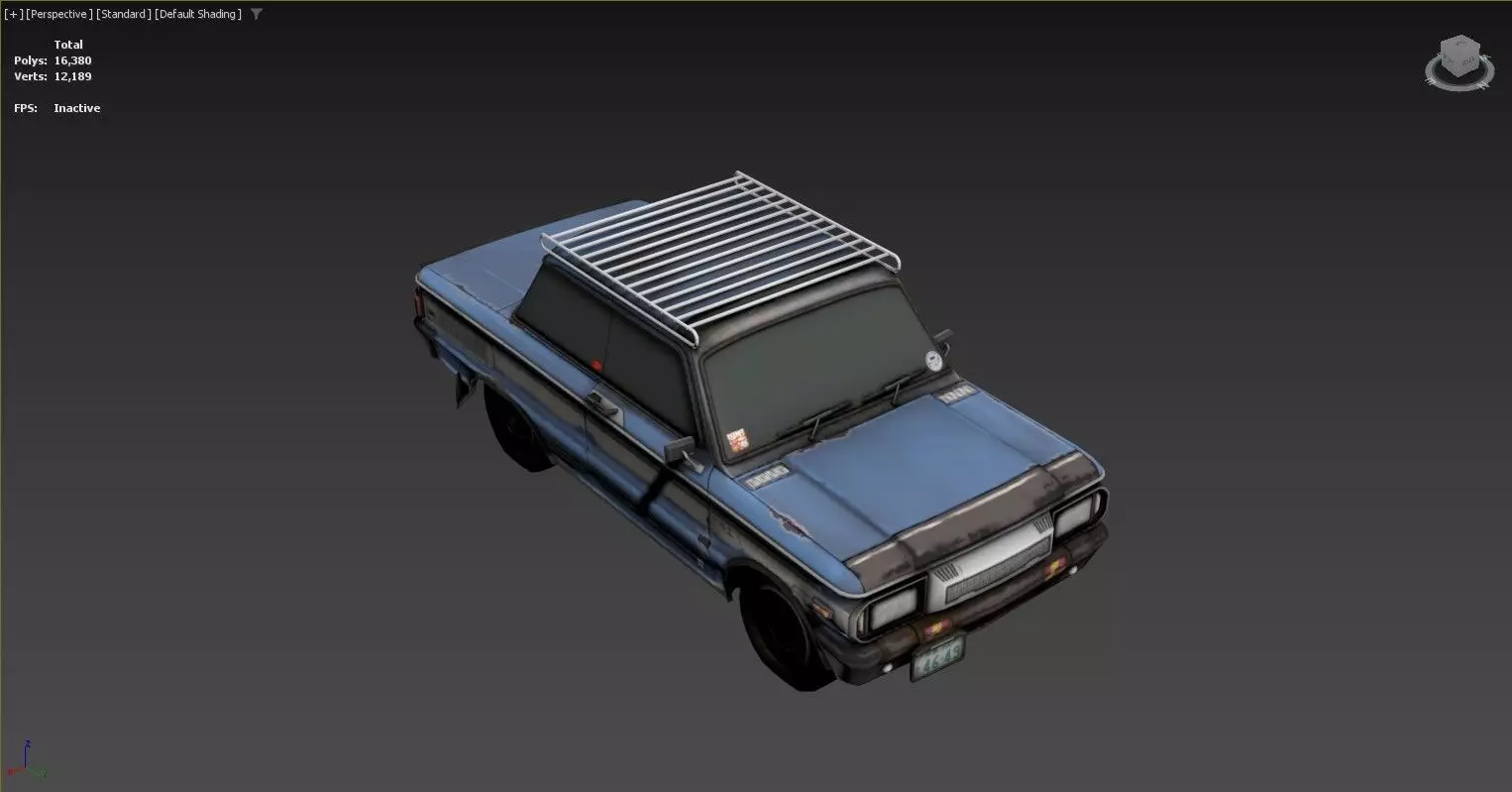 3D model of a car with a roof rack Low-poly 3D model_0