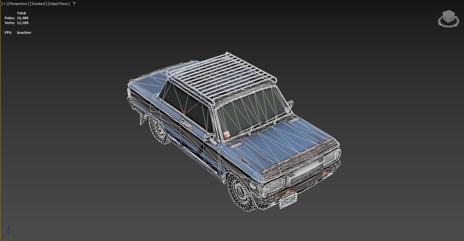 3D model of a car with a roof rack Low-poly 3D model_1