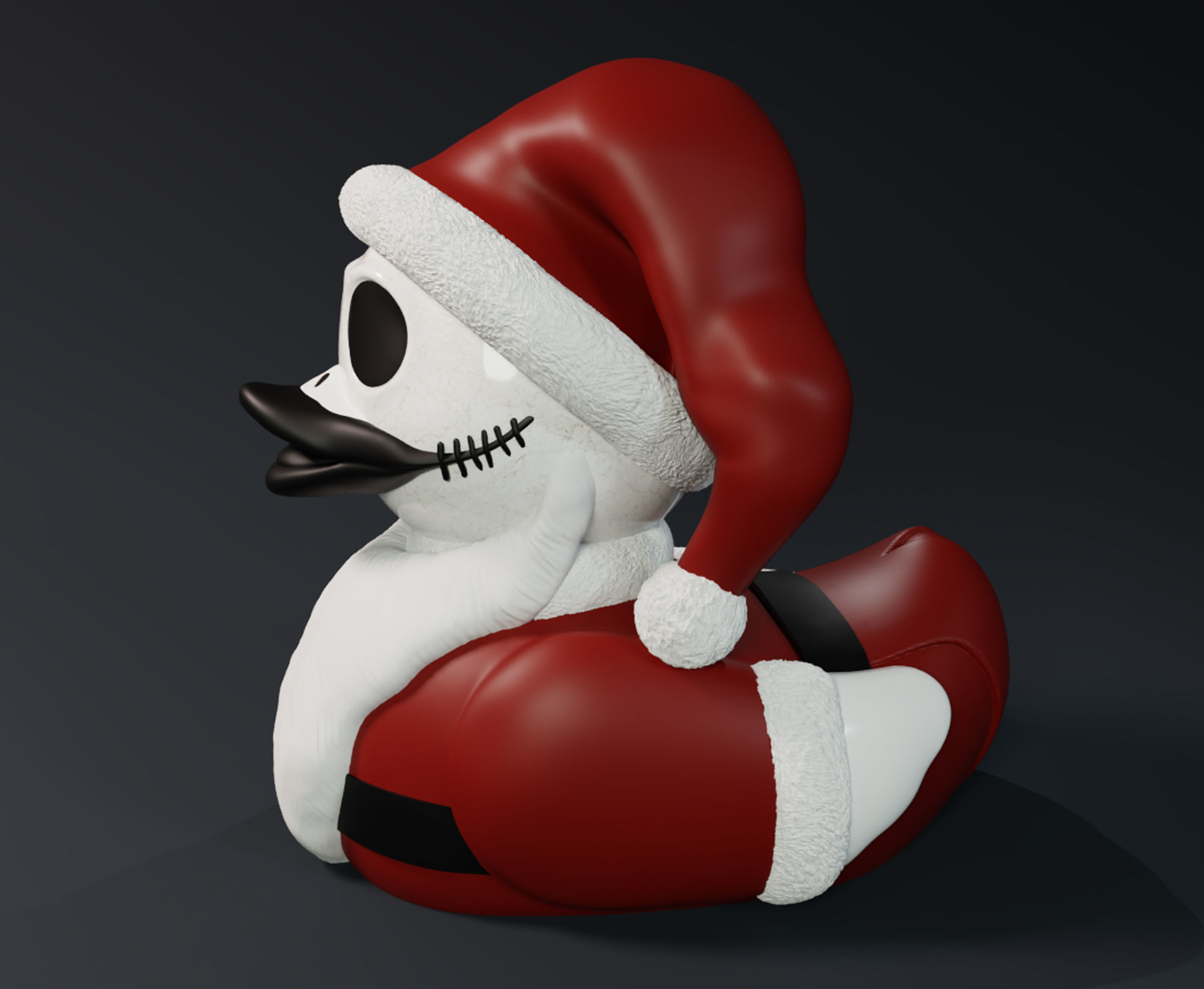 Cute Santa Jack Skellington Rubber Duck 3D print model_1