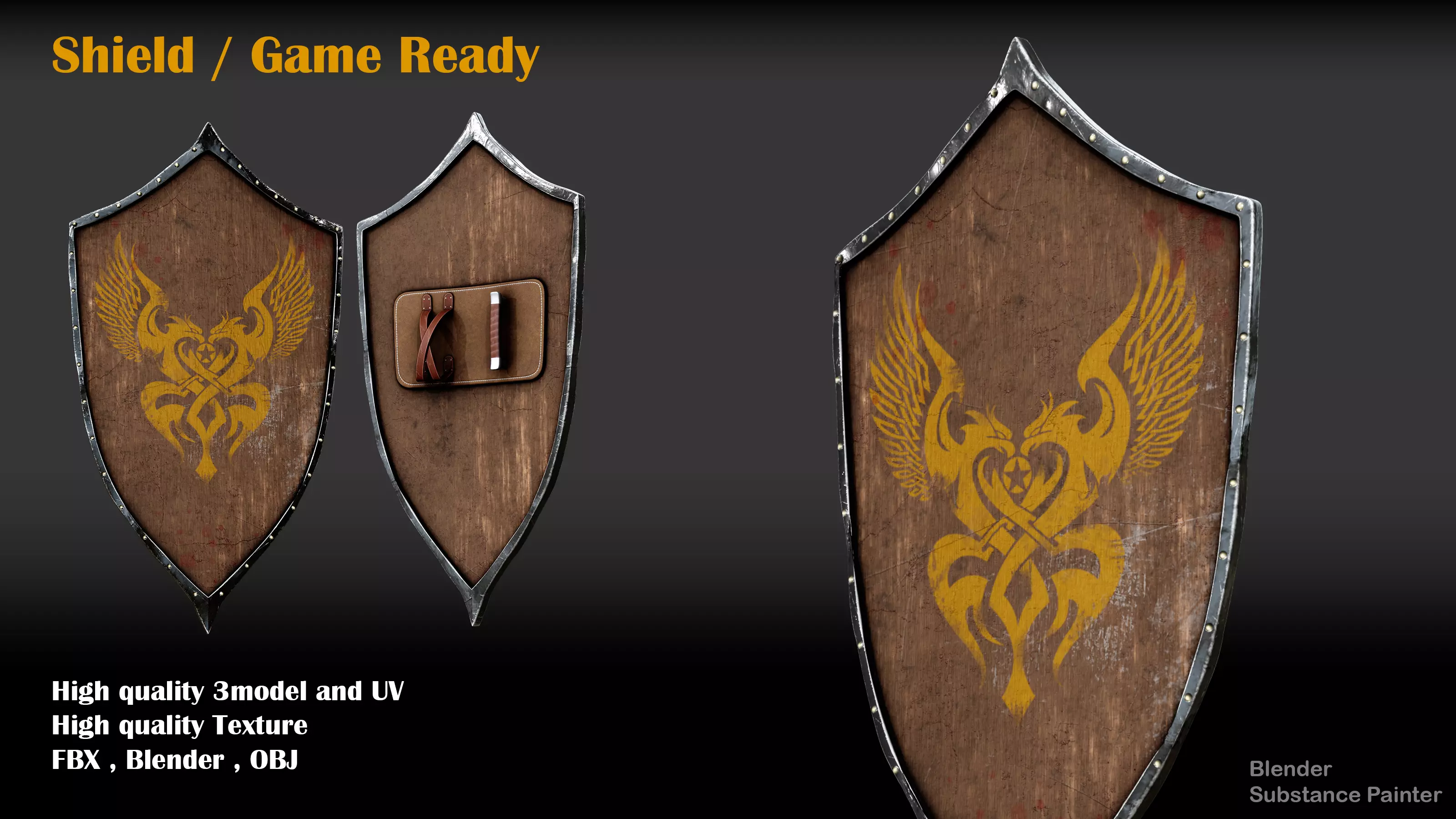 shield Low-poly 3D model_0