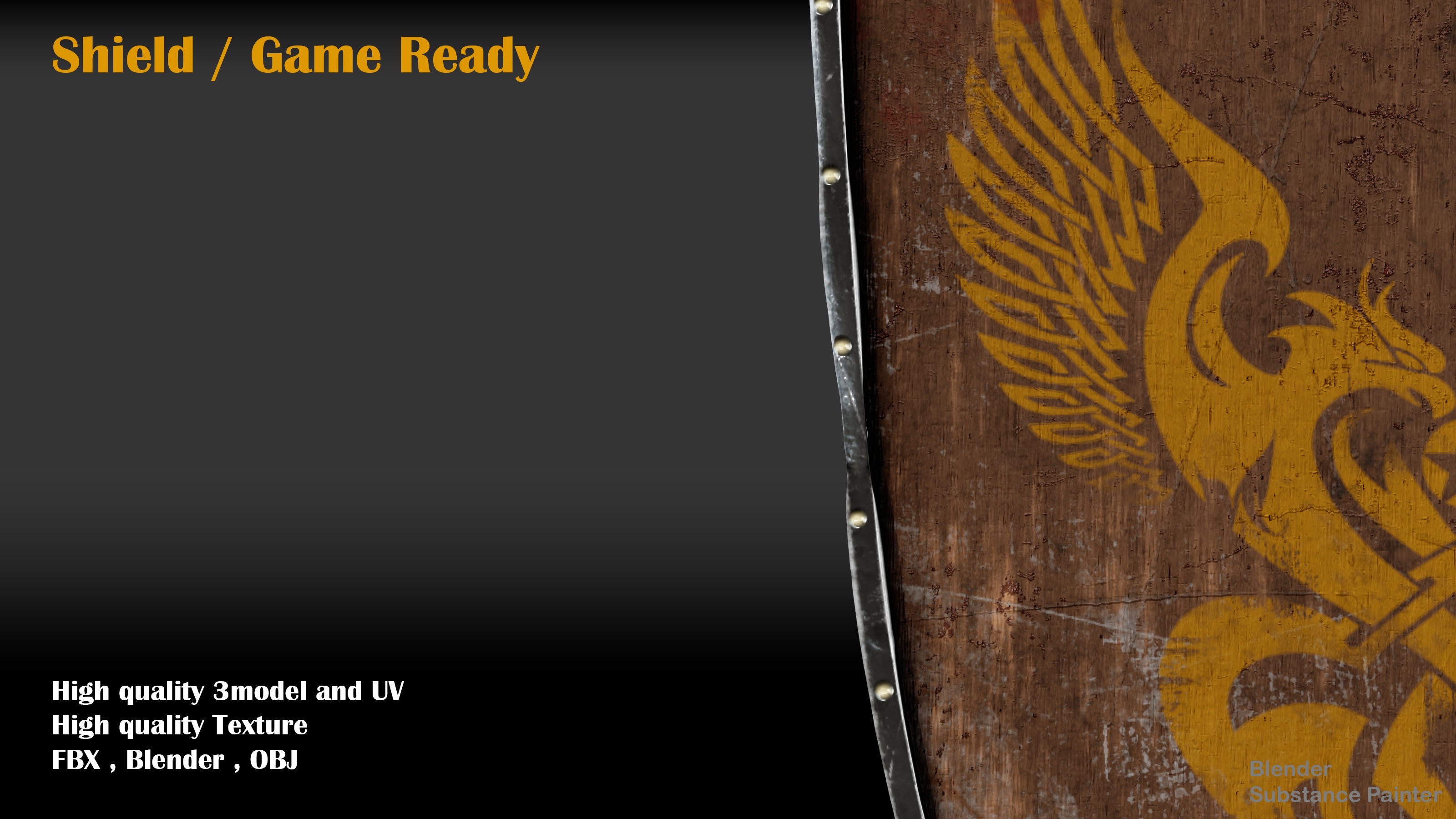 shield Low-poly 3D model_7