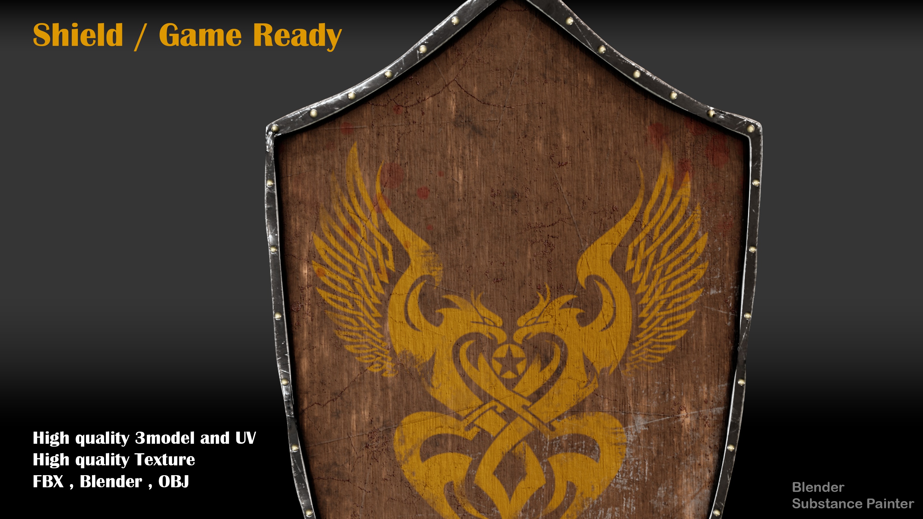 shield Low-poly 3D model_6