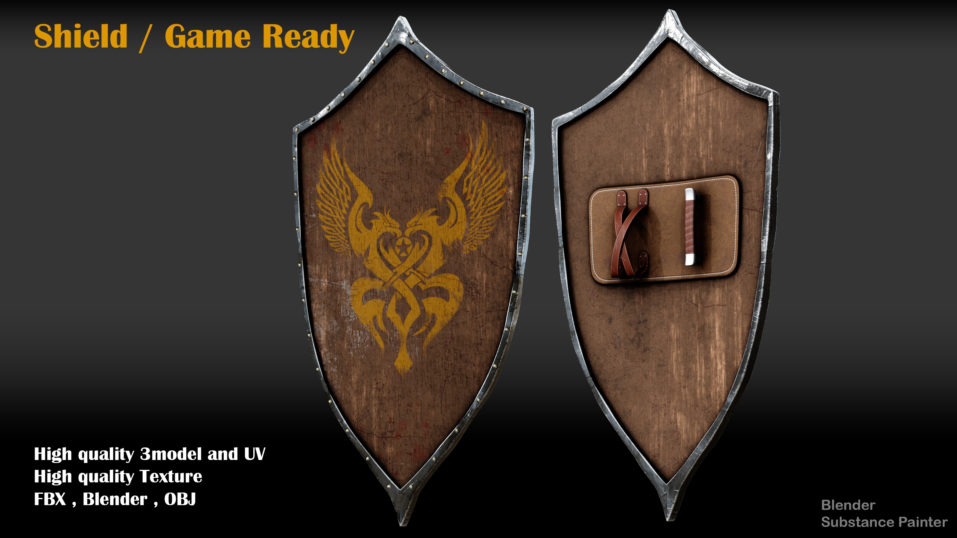 shield Low-poly 3D model_2