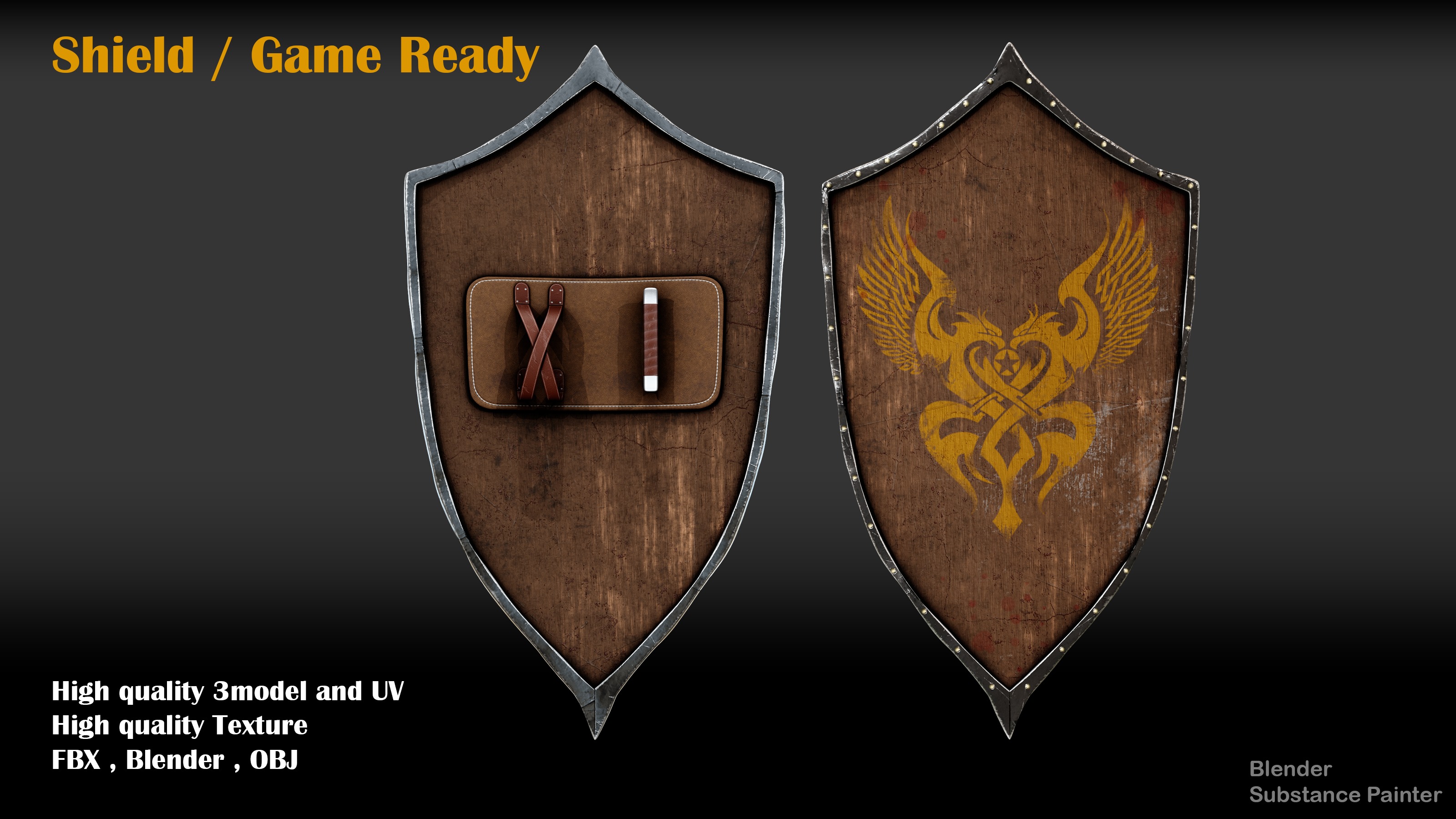 shield Low-poly 3D model_3