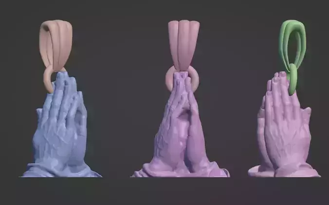 Praying Hands Pendant Necklace bas-relief  3D print model