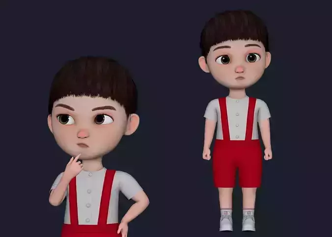 CARTOON BOY - RIGGED CHILD Low-poly 3D model