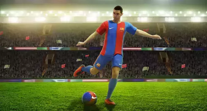 Fabian European Football player Rigged Character Low-poly 3D model