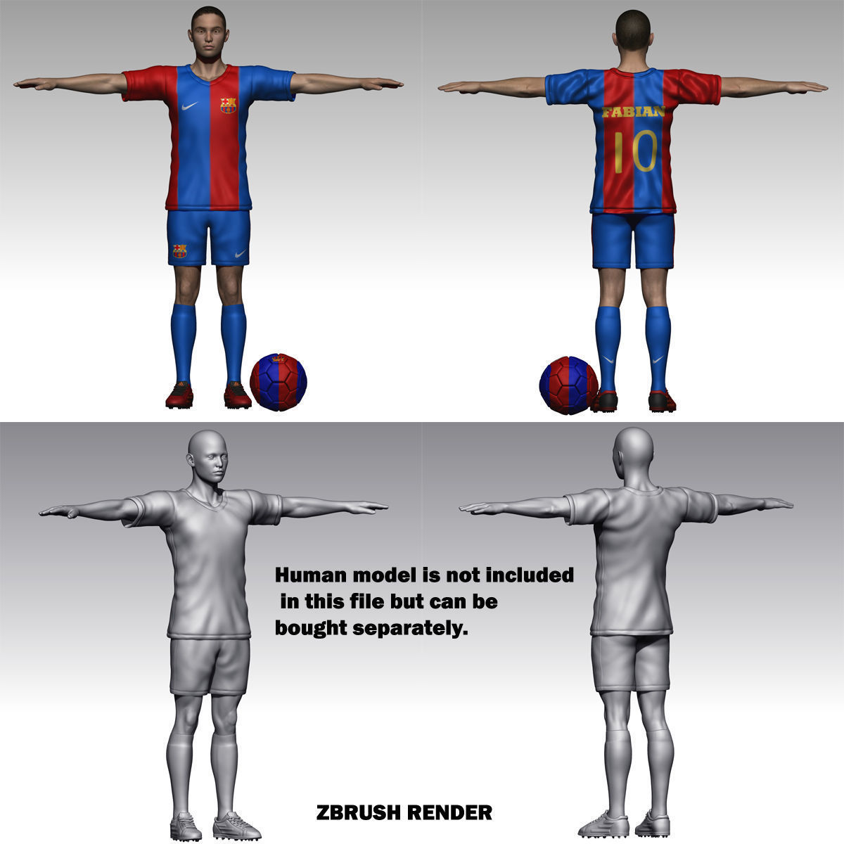 European Fotball Player Clothes Low-poly 3D model_8