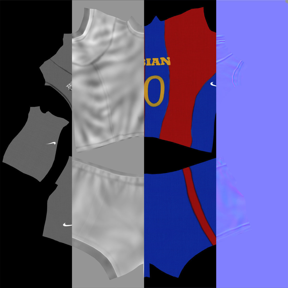European Fotball Player Clothes Low-poly 3D model_11