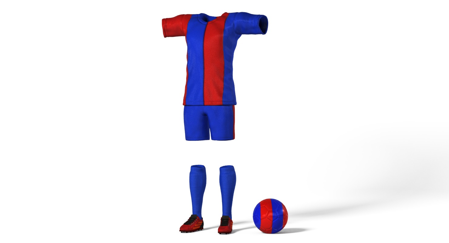 European Fotball Player Clothes Low-poly 3D model_2