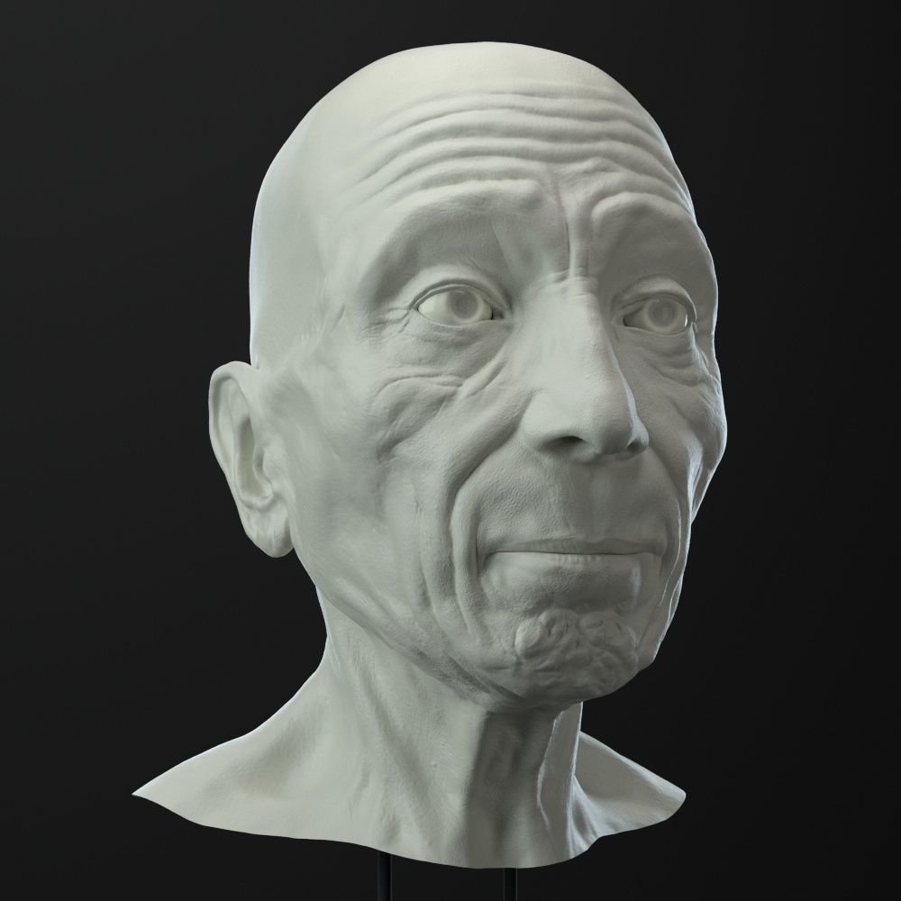 Old Man head 3D model_3