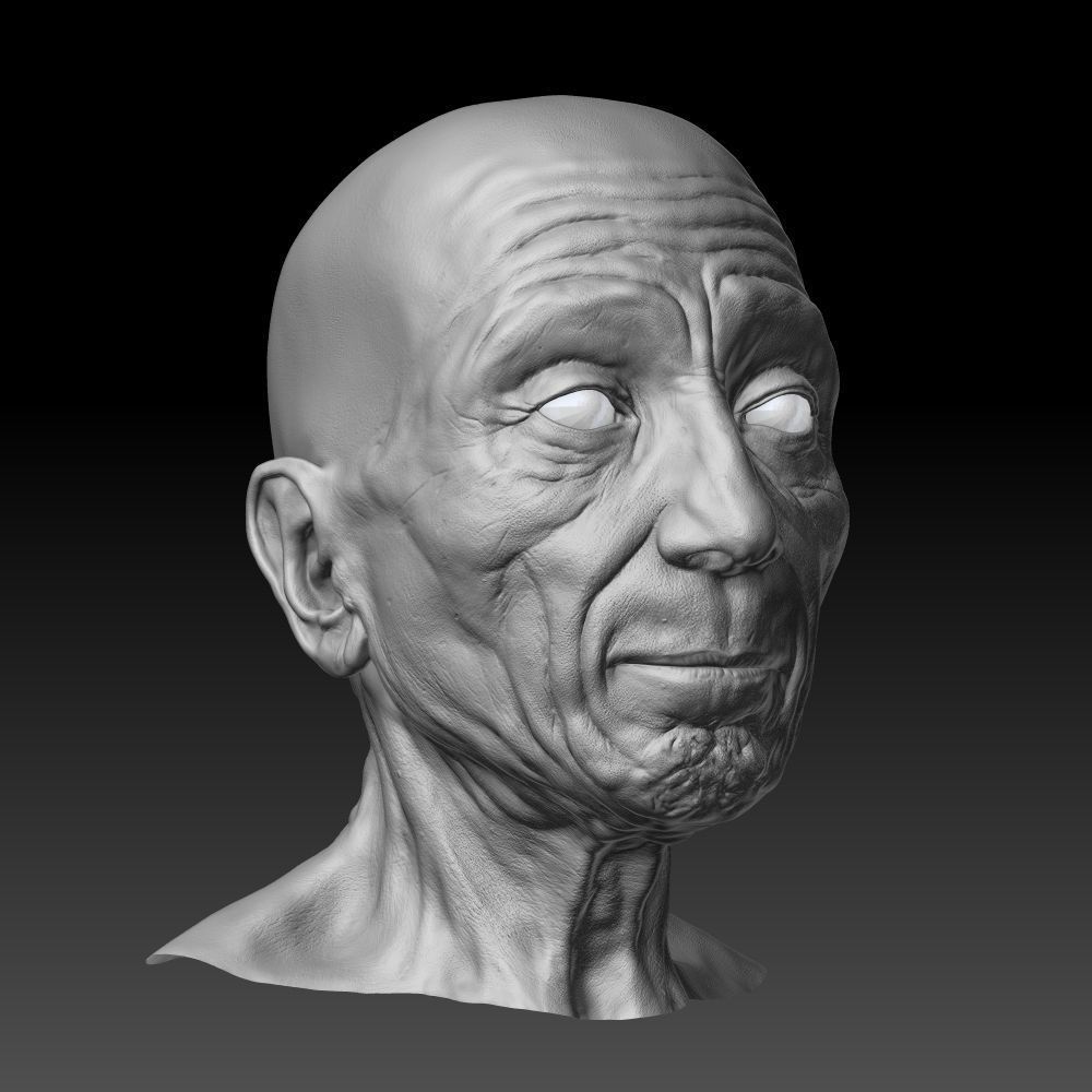 Old Man head 3D model_10