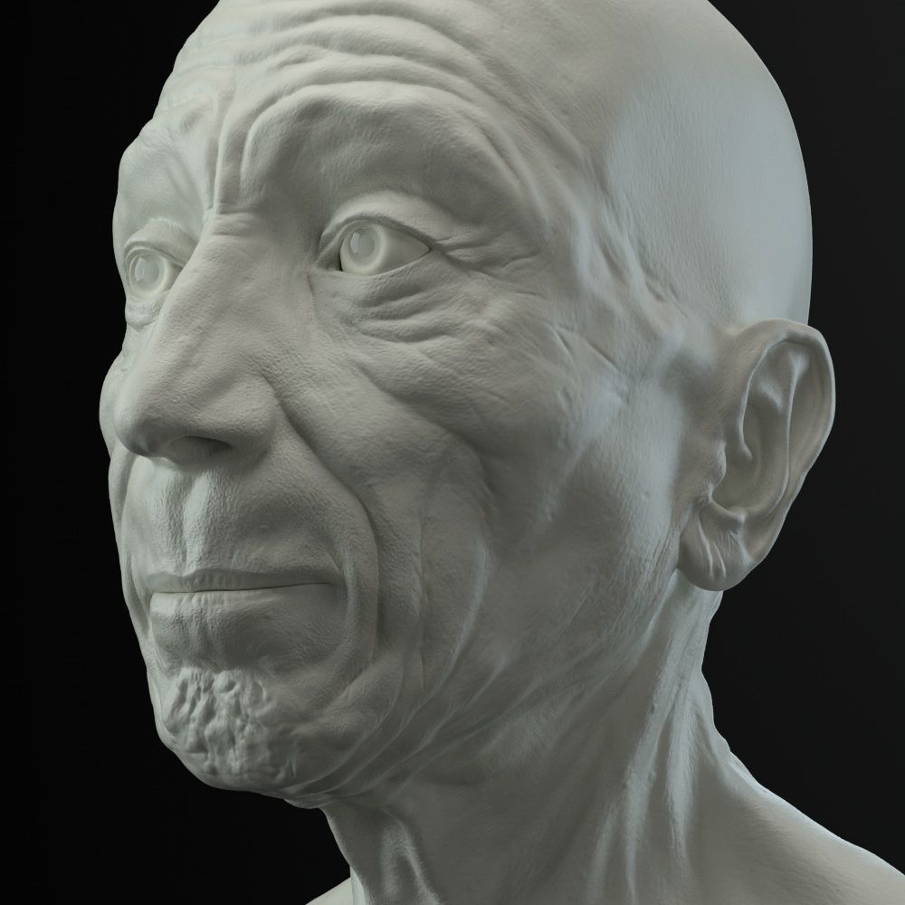 Old Man head 3D model_5