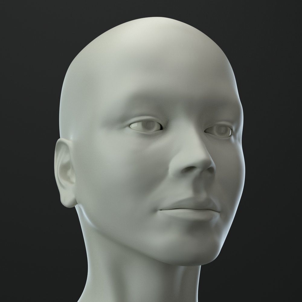Female Head 3D model_2