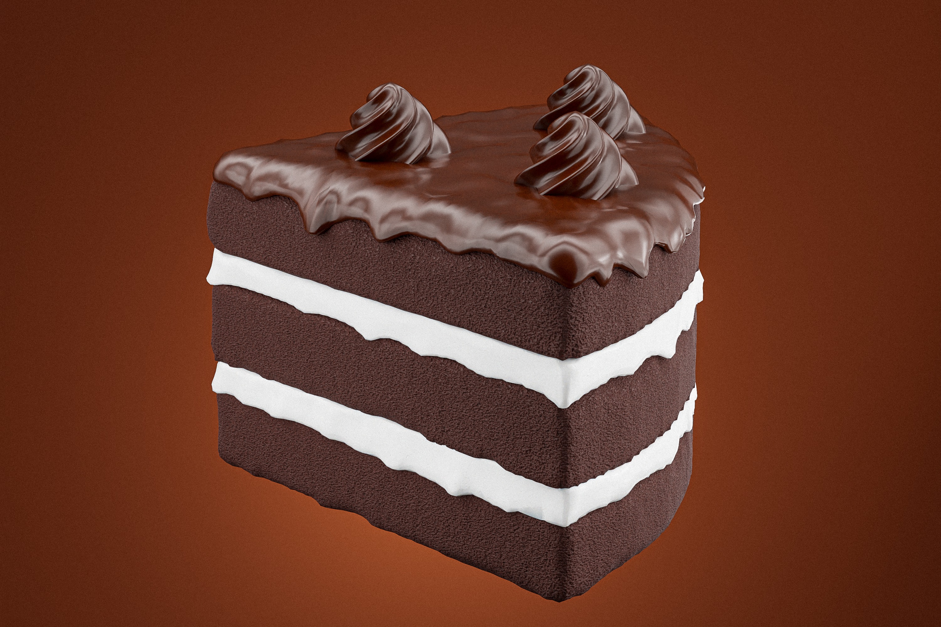 Chocolate Cake 01 3D model_3