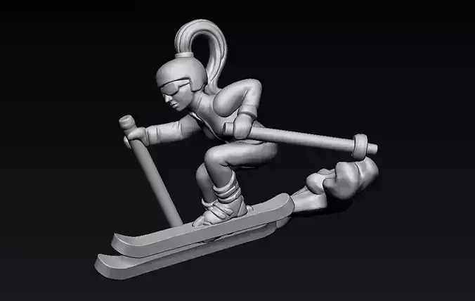 Ski Girl pendant 3D print model