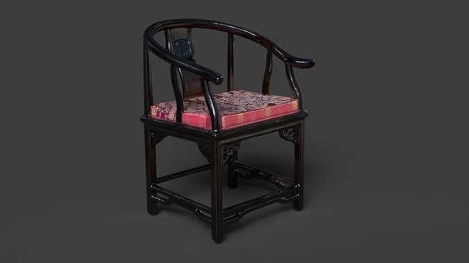 Chinese ancient wooden chair  Low-poly 3D model