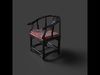 Chinese ancient wooden chair  Low-poly 3D model_1