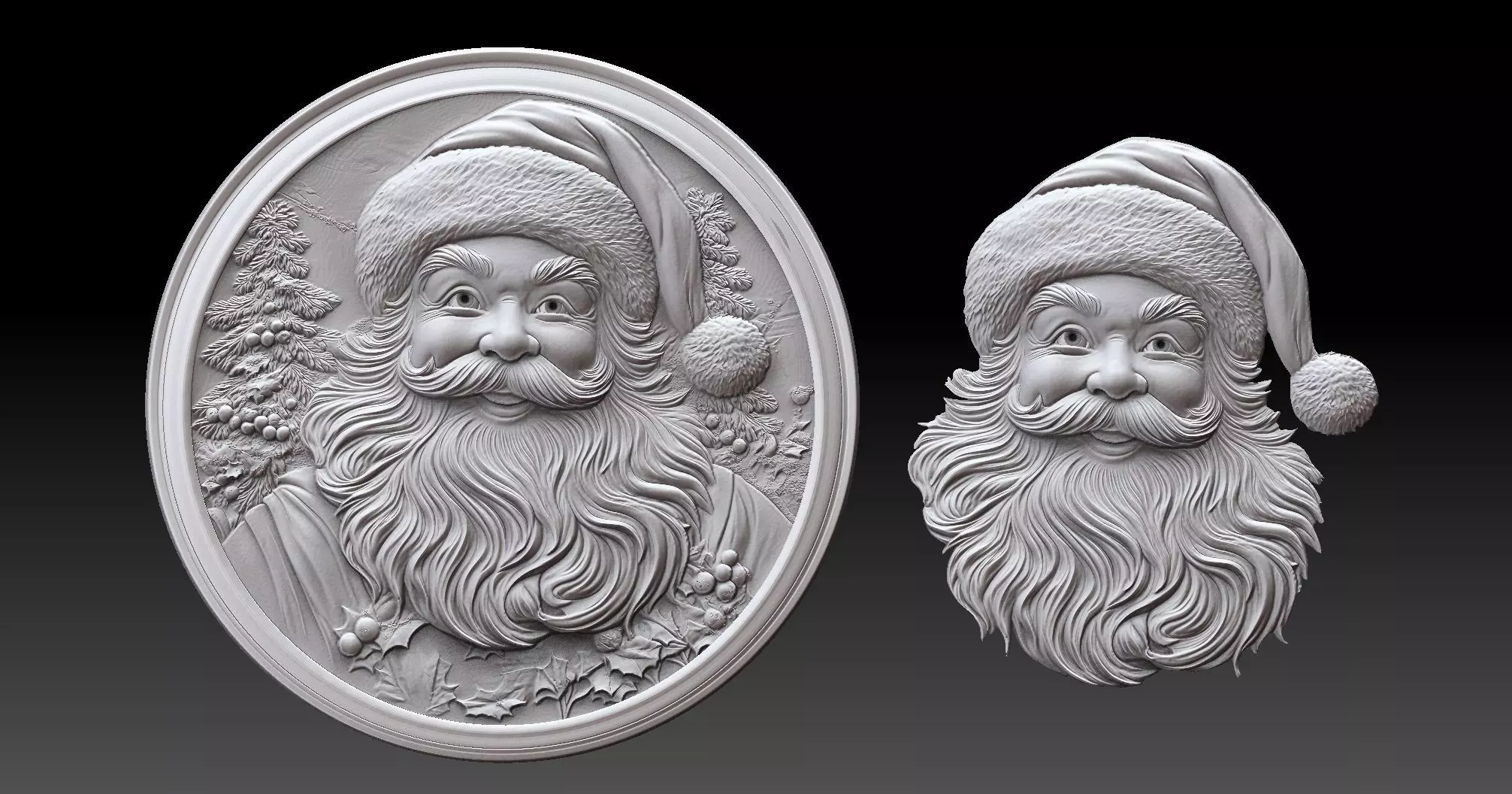santa clause bas relief  3D print model_0