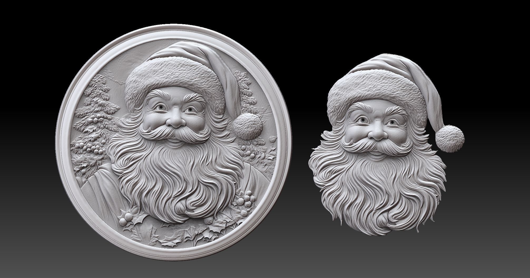 santa clause bas relief  3D print model_5