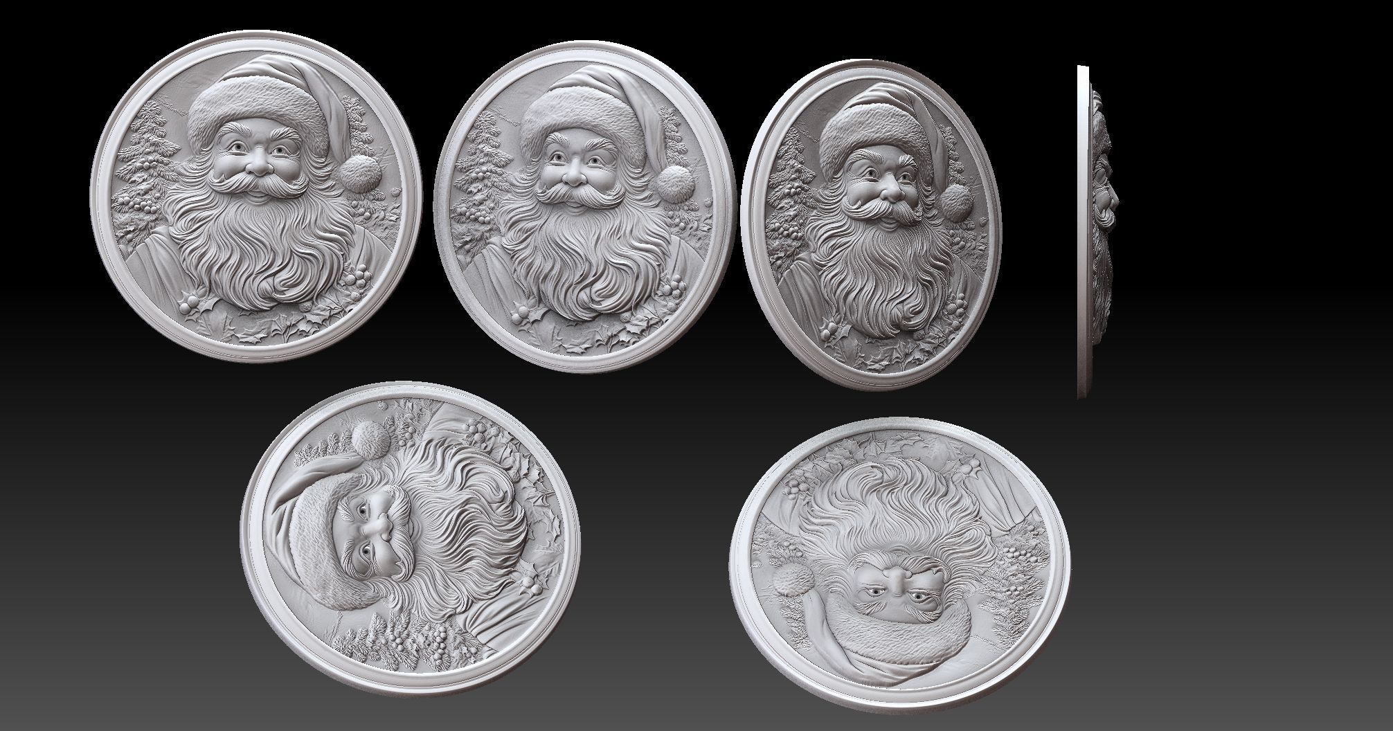 santa clause bas relief  3D print model_3