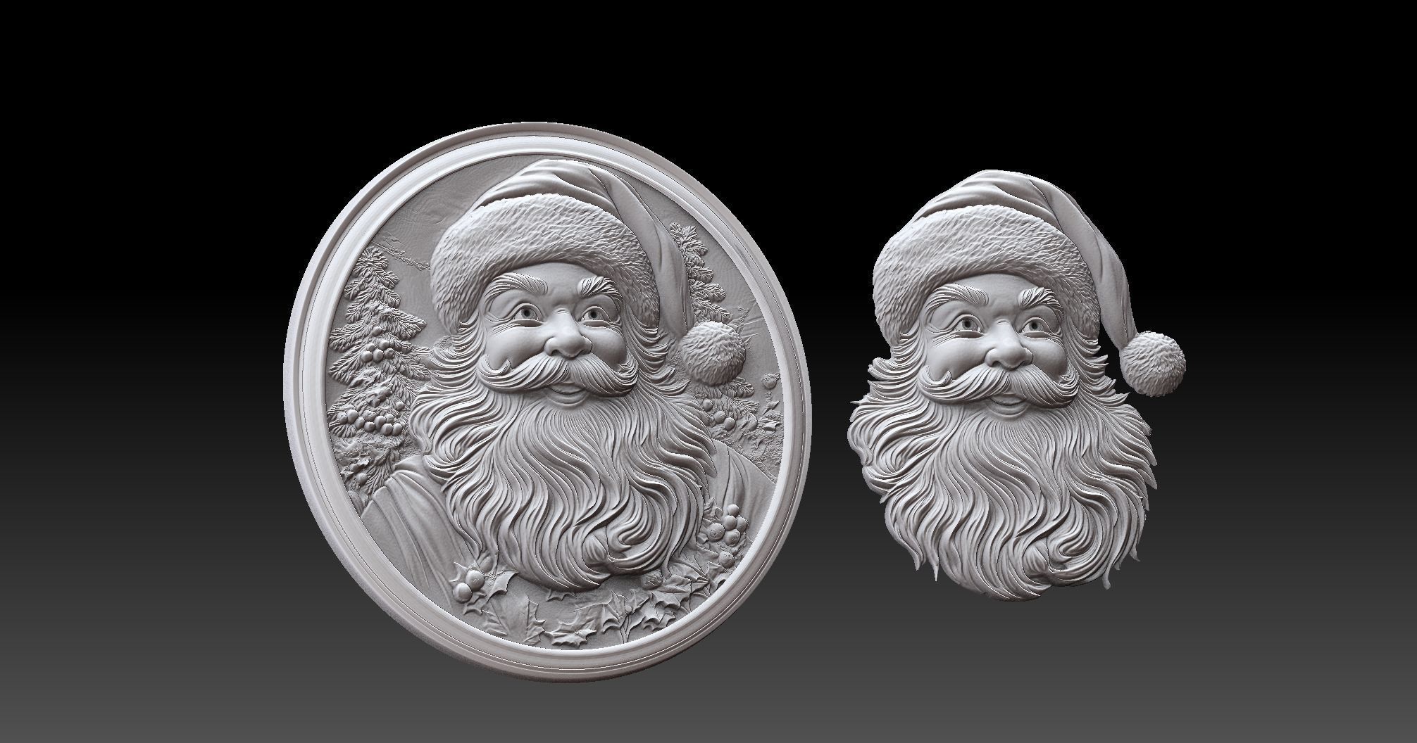 santa clause bas relief  3D print model_2