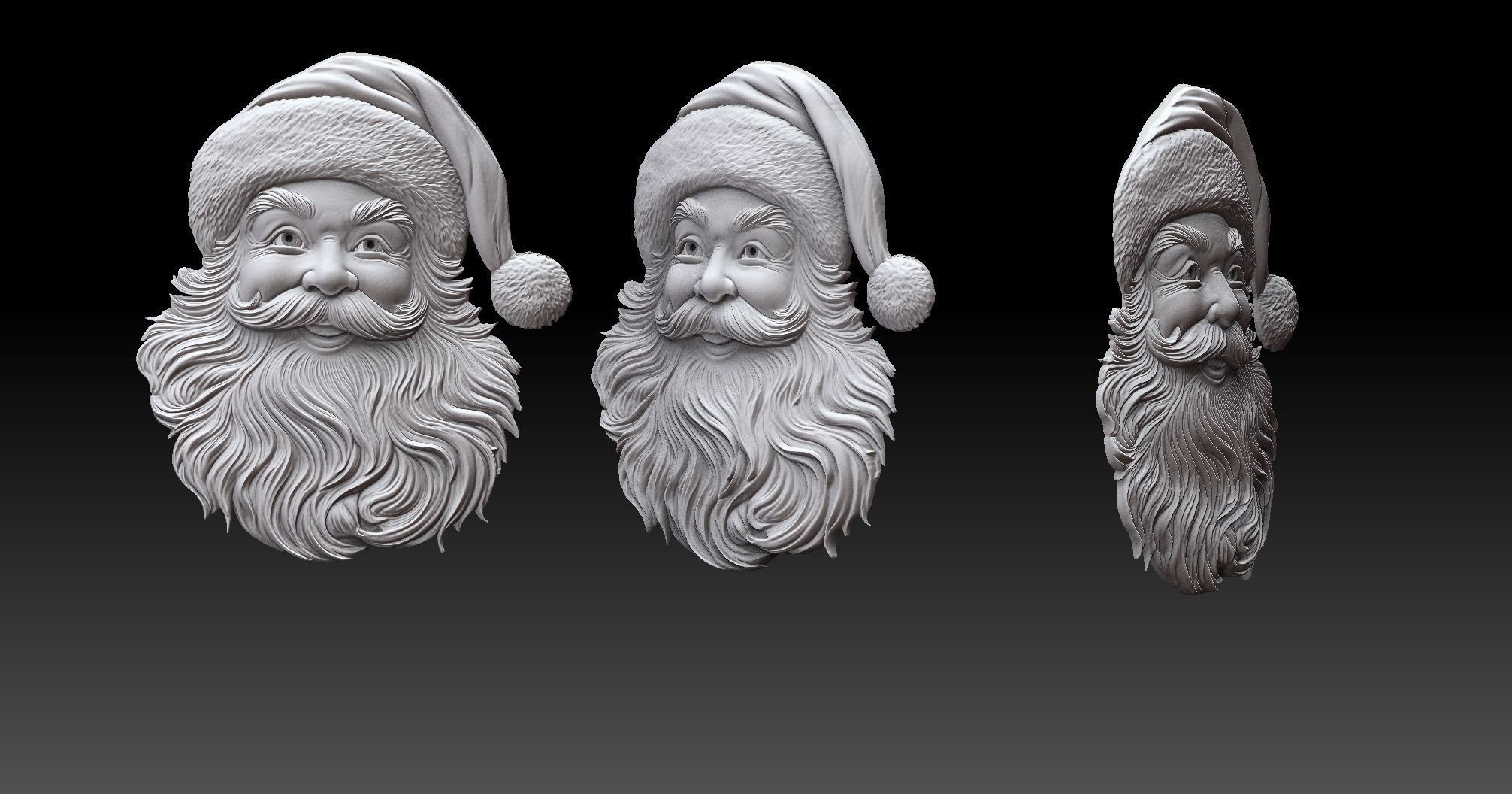 santa clause bas relief  3D print model_4