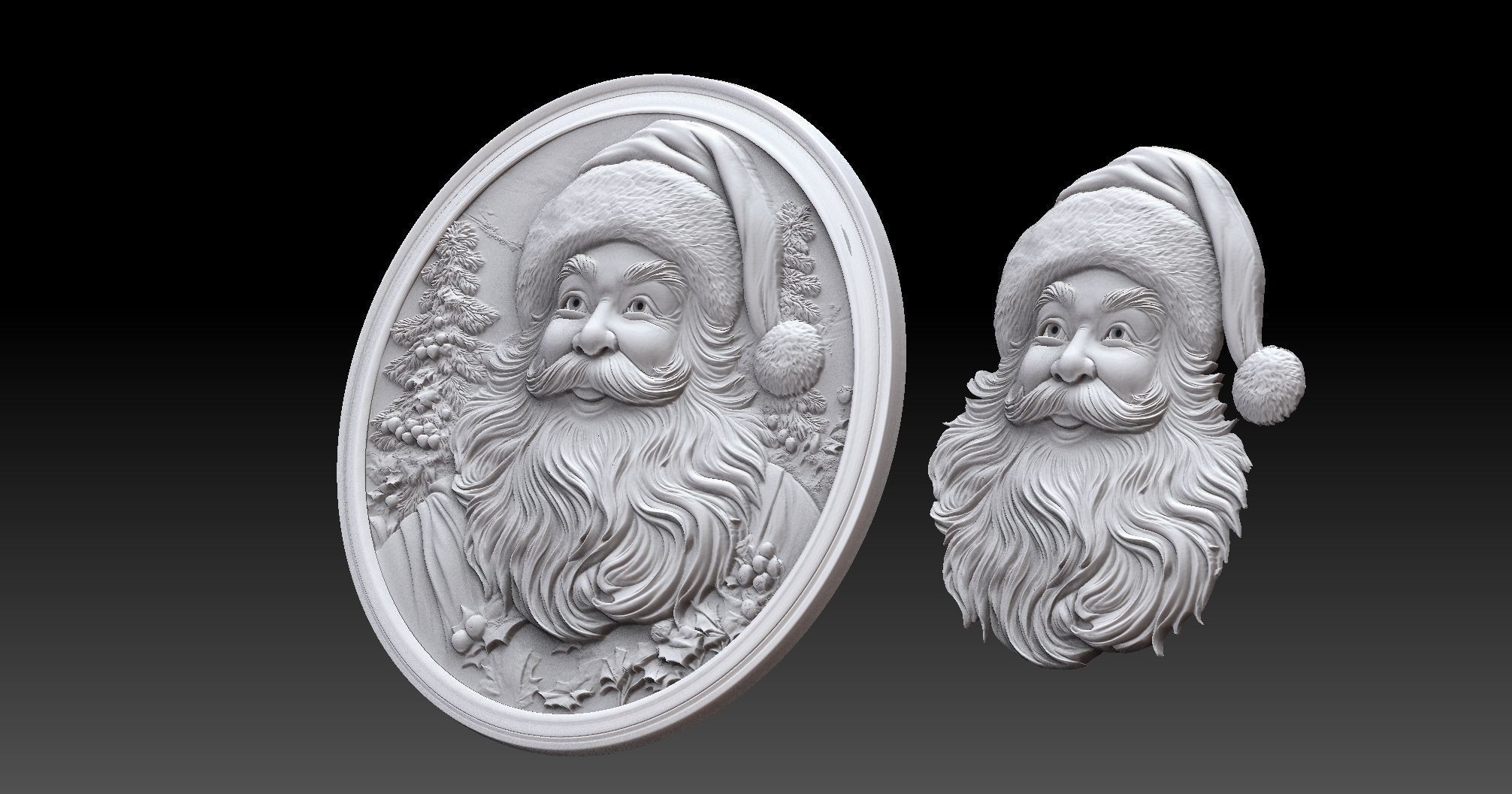 santa clause bas relief  3D print model_1